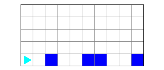 The bottom row has some blue squares, bit starts in the bottom left