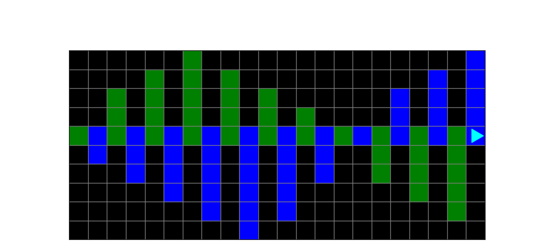 The empty space either above or below the colored squares has been painted that color, bit ending on the right